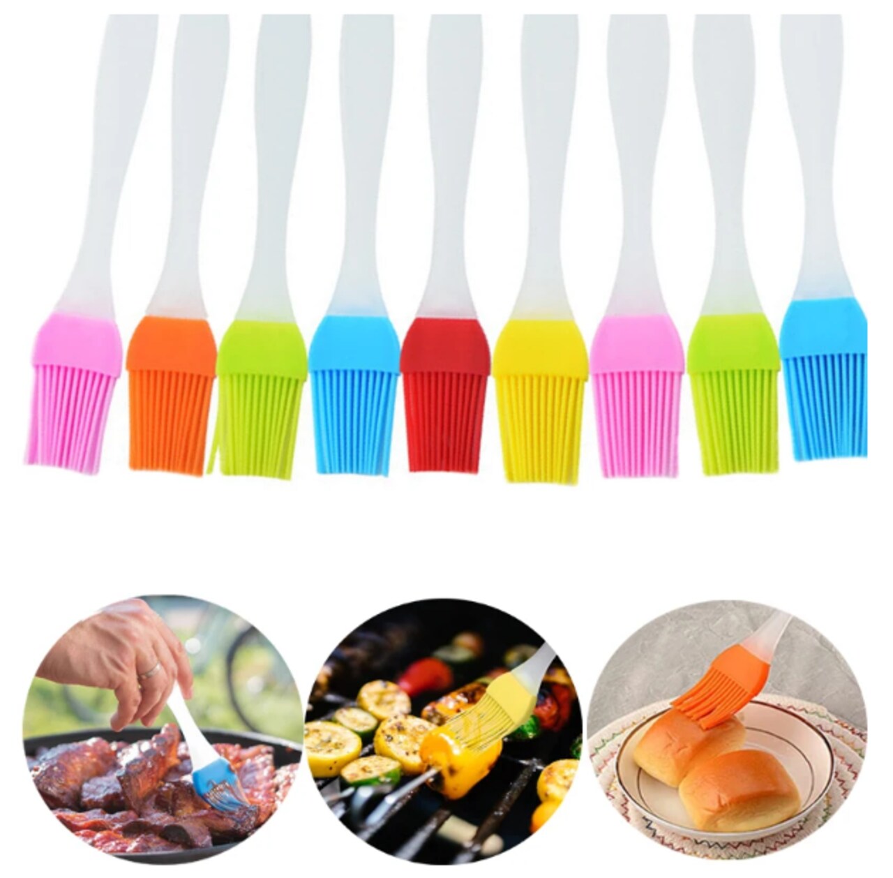 3 PCS New Oil Brush Silicone Baking Pastry Cream Red+Blue+Green